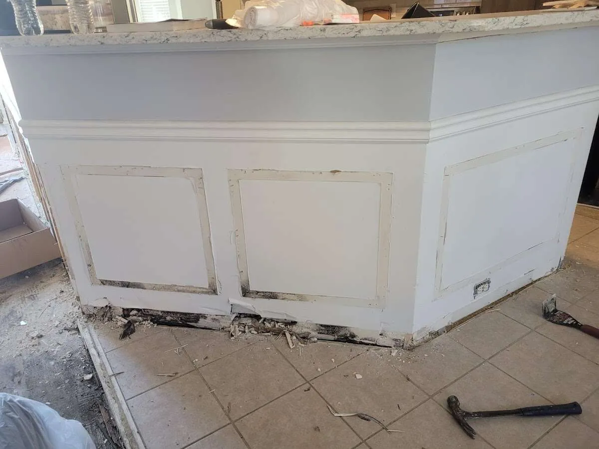 Water damage and mold on kitchen during Storm Damage Restoration in Winder